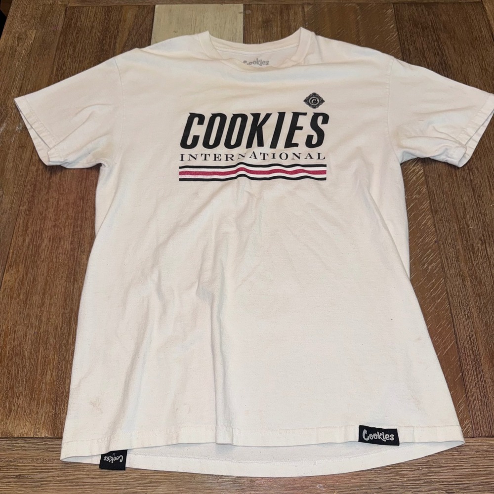Cookies T-Shirt Mens Medium White Good International Logo Graphic Short Sleeve